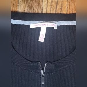 Victoria's Secret Black Ribbed Zip-Up Top